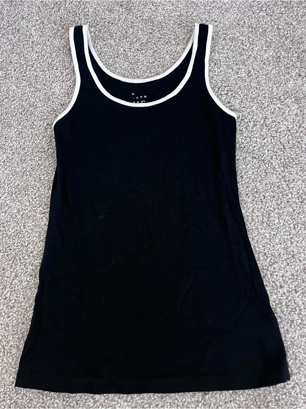 A new day Black Tank Top with White Trim  XS